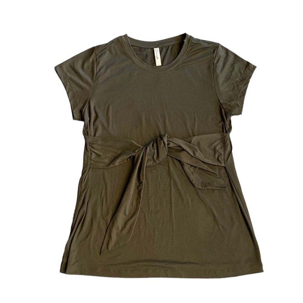 {Mother Bee} Maternity V-neck Faux wrap short Sleeve Top
